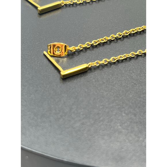 Gorjana Signed Mave 18K Gold plated Front Back Double Drop Long Earrings - Picture 5 of 7